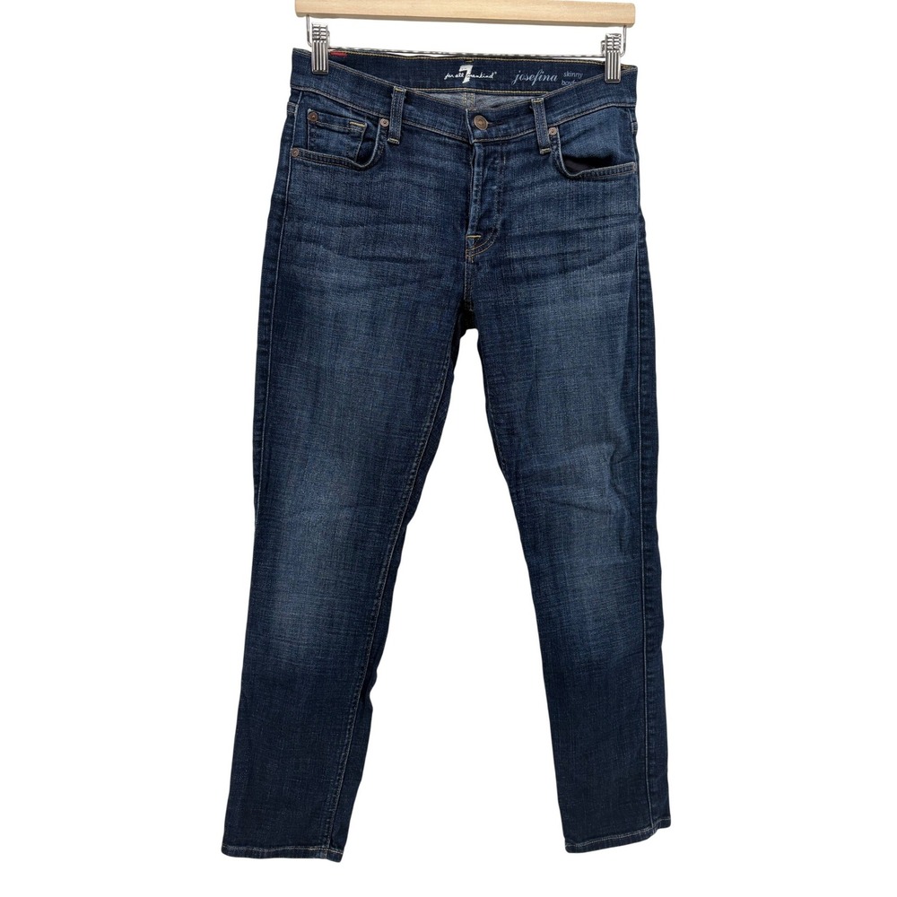 7 For All Mankind Jeans Womens 24 Blue Josefina Skinny Boyfriend Dark Wash